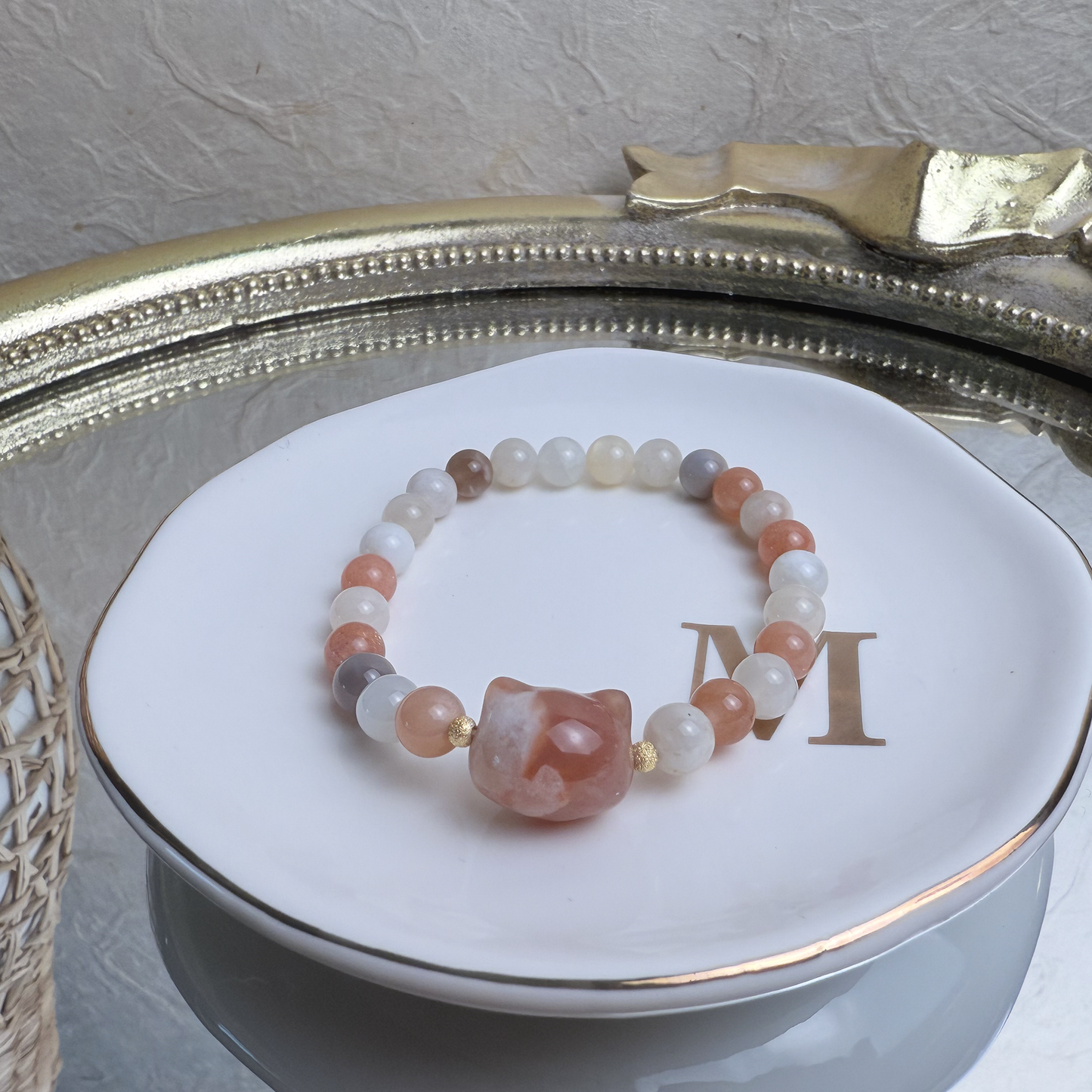 Kitty head + Moonstone Bracelet