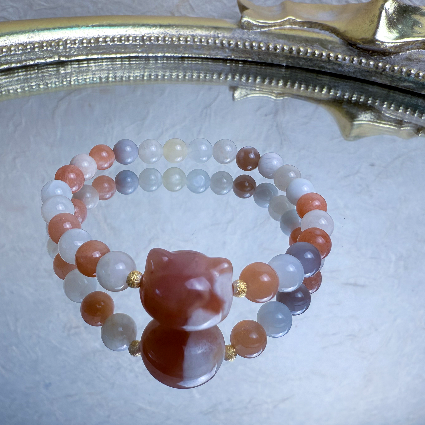 Kitty head + Moonstone Bracelet