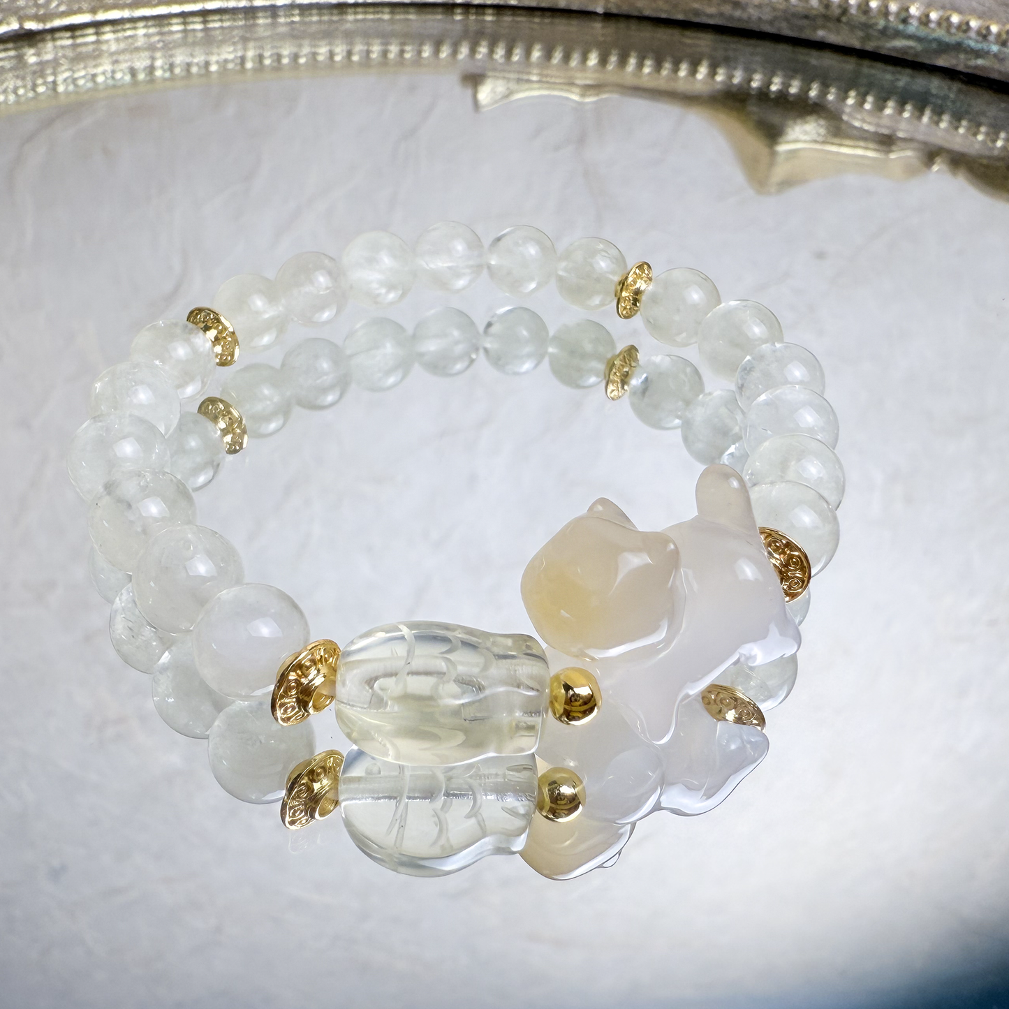 Walking kitty, fish + Lemon Quartz