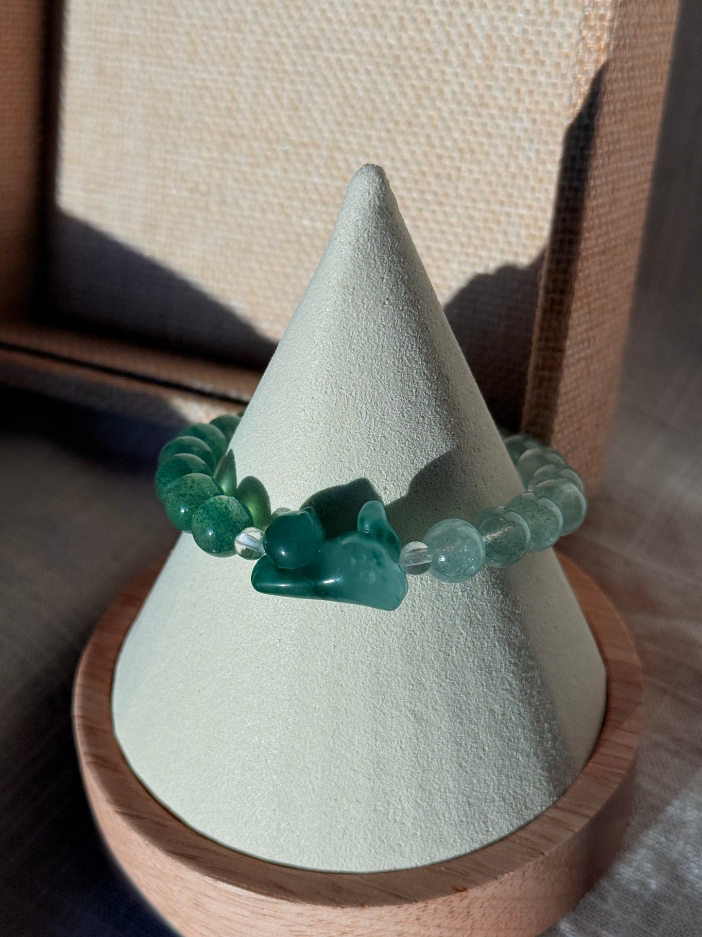 Playing Kitty: Gradient green strawberry quartz bracelet