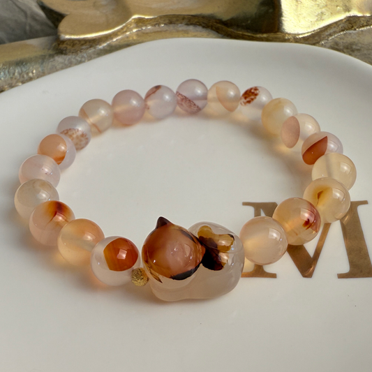 Bunny + hematoid quartz bracelet