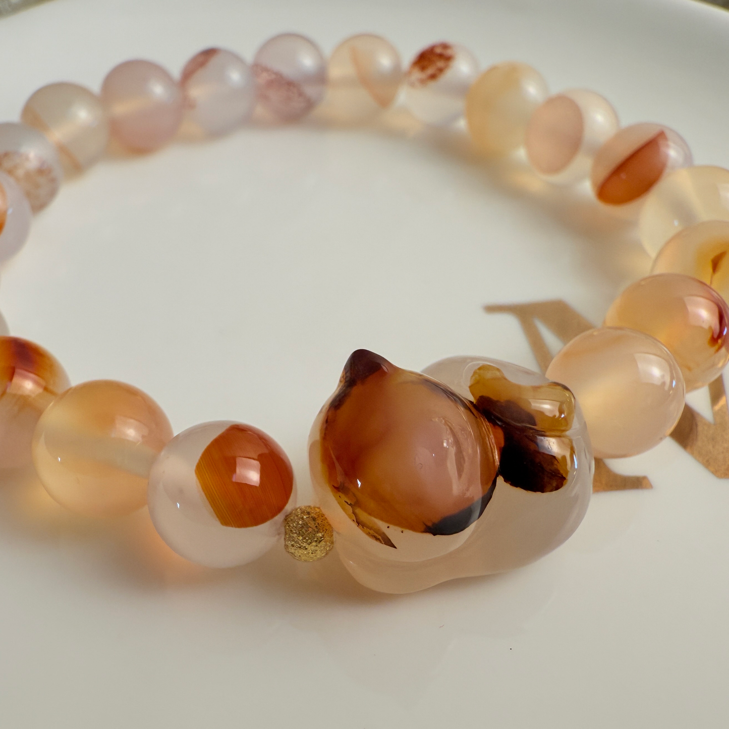 Bunny + hematoid quartz bracelet