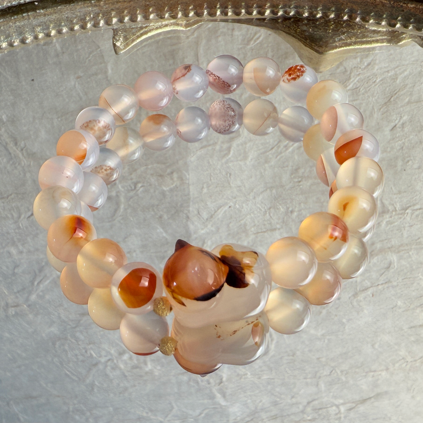 Bunny + hematoid quartz bracelet