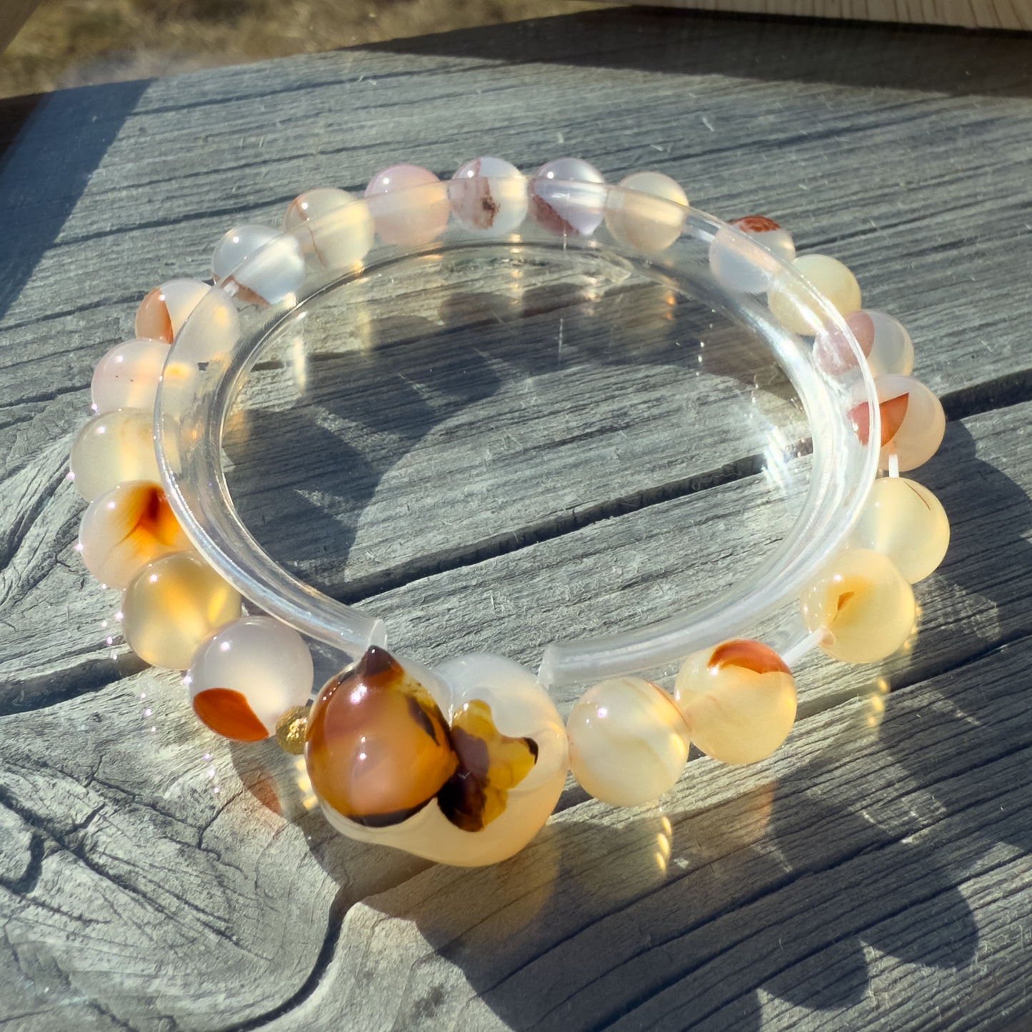 Bunny + hematoid quartz bracelet