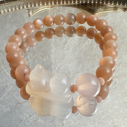Kitty & paw print + orange moonlight bracelet