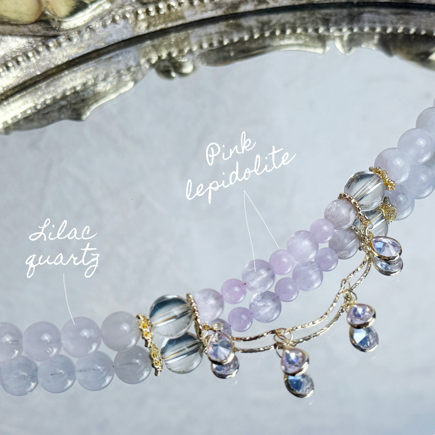 [KiraKira] Mia - Pink lepidolite and lilac quartz