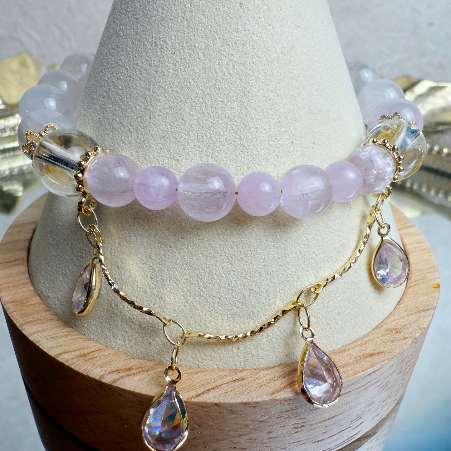 [KiraKira] Mia - Pink lepidolite and lilac quartz