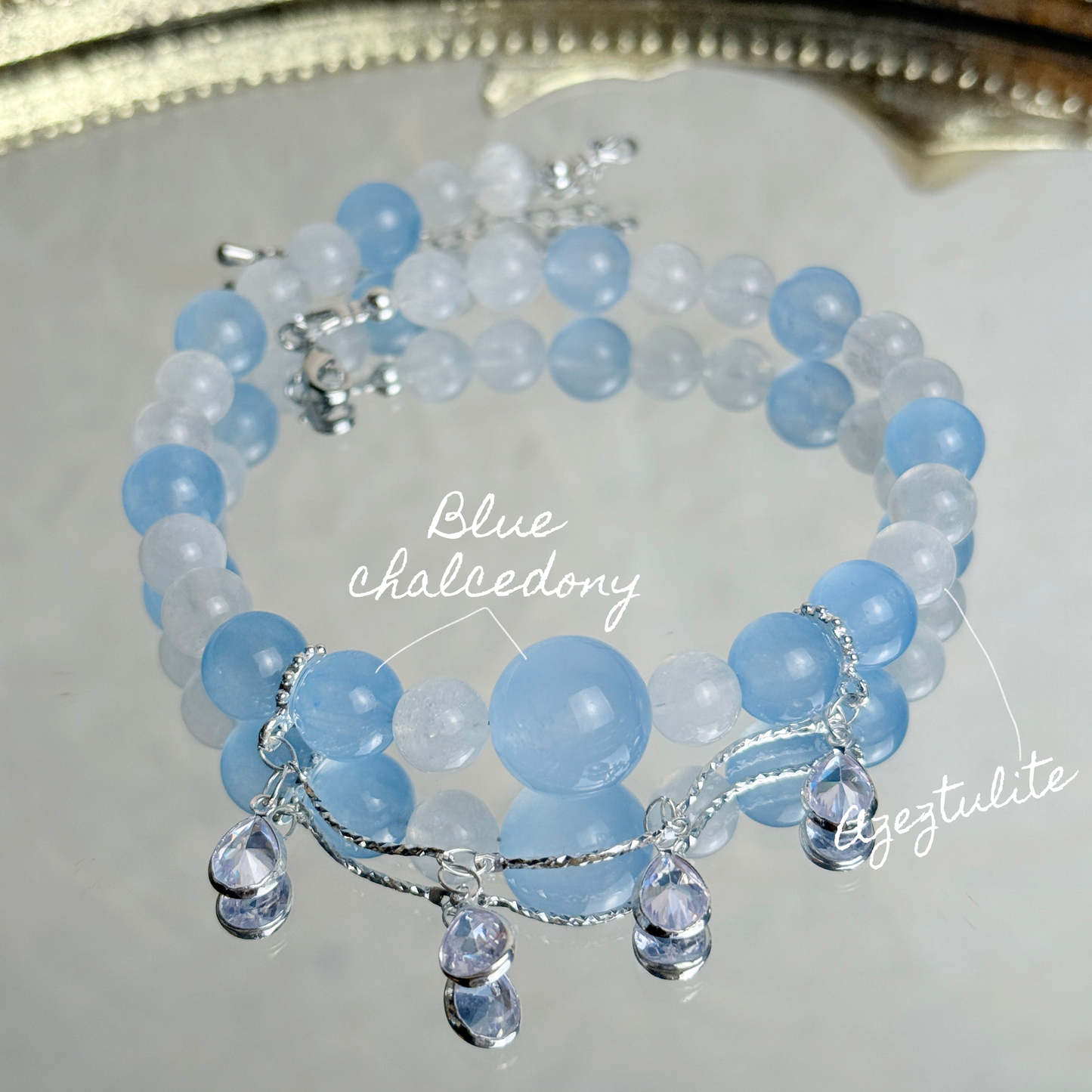 [KiraKira] Kyline Anklet - Chalcedony and azeztulite