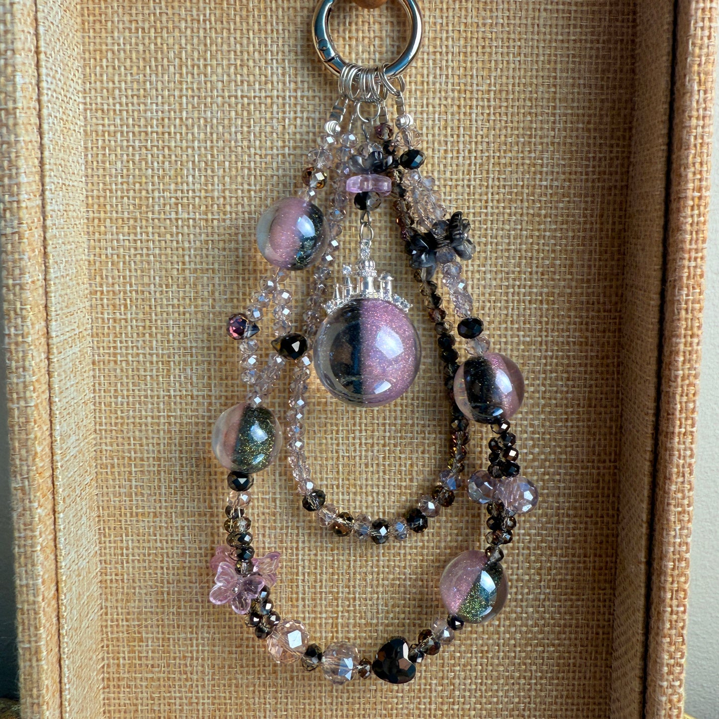 Glitter Bomb Phone Charm: Black Pink