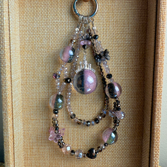 Glitter Bomb Phone Charm: Black Pink