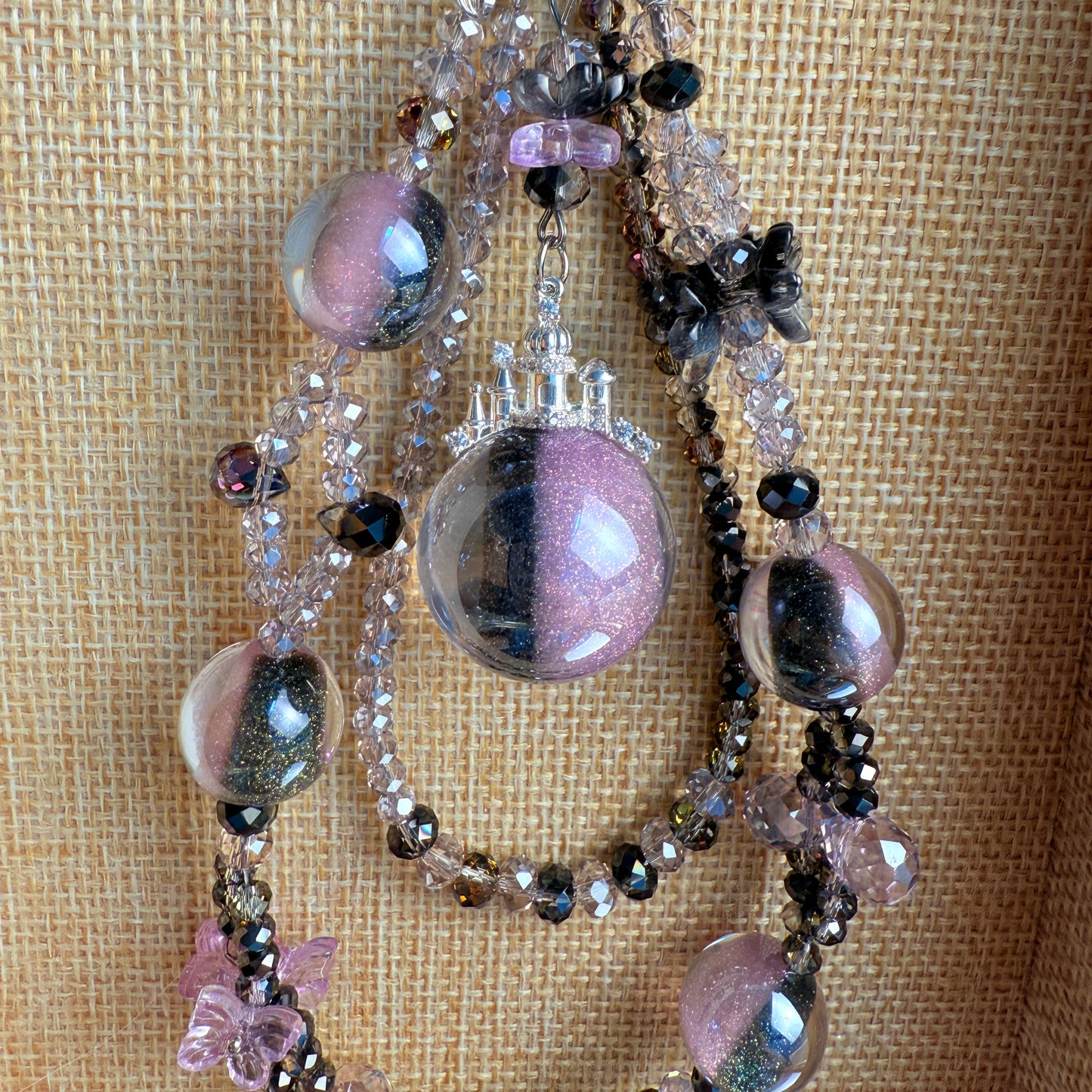 Glitter Bomb Phone Charm: Black Pink