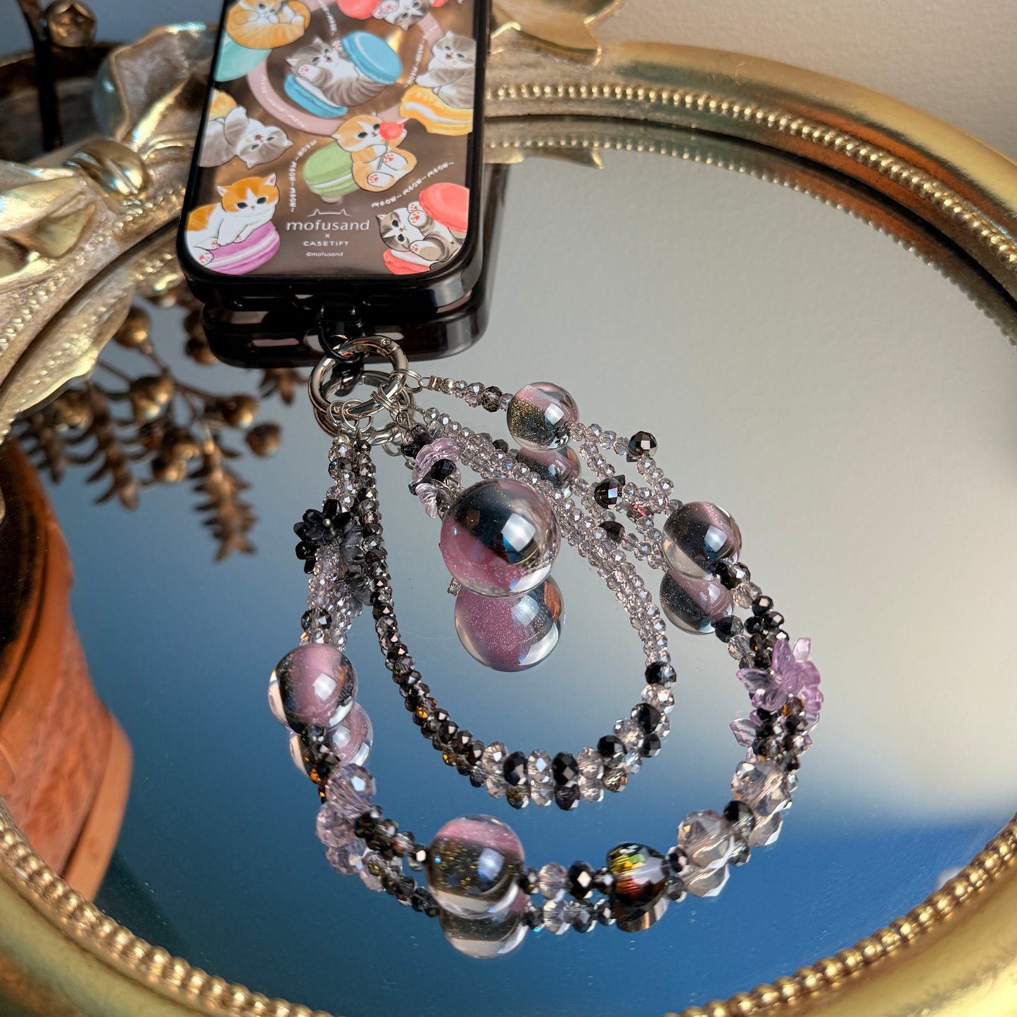 Glitter Bomb Phone Charm: Black Pink