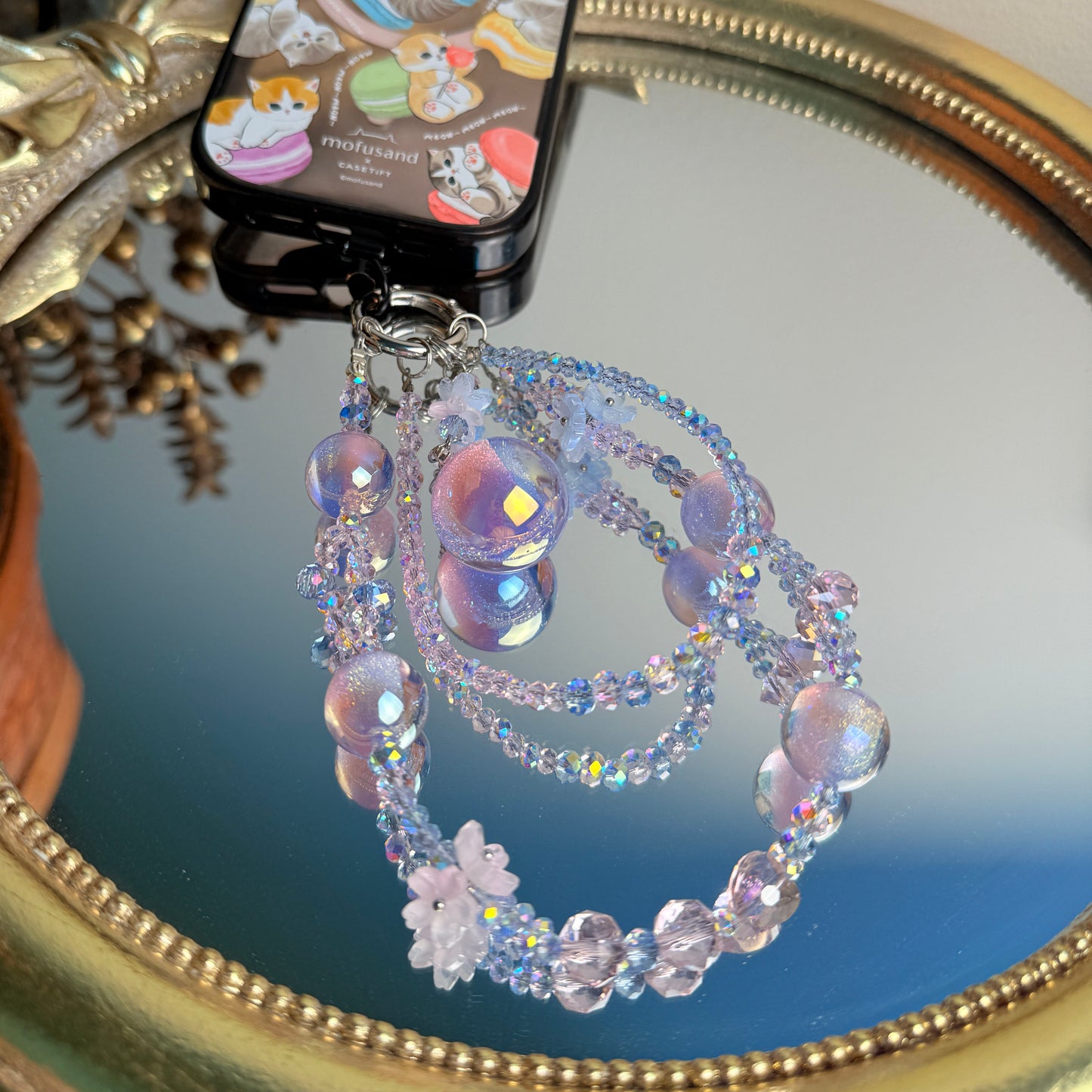 Glitter Bomb Phone Charm: Blue Pink